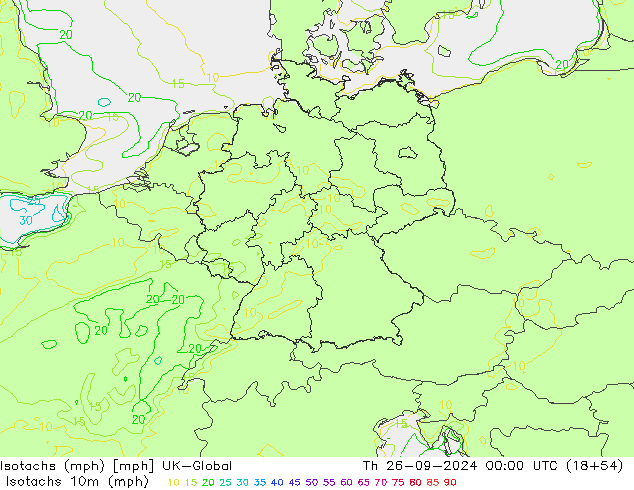 Isotachs (mph) UK-Global чт 26.09.2024 00 UTC