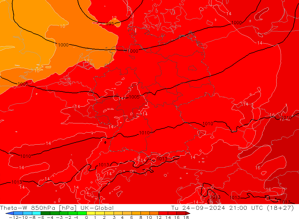 Theta-W 850hPa UK-Global mar 24.09.2024 21 UTC
