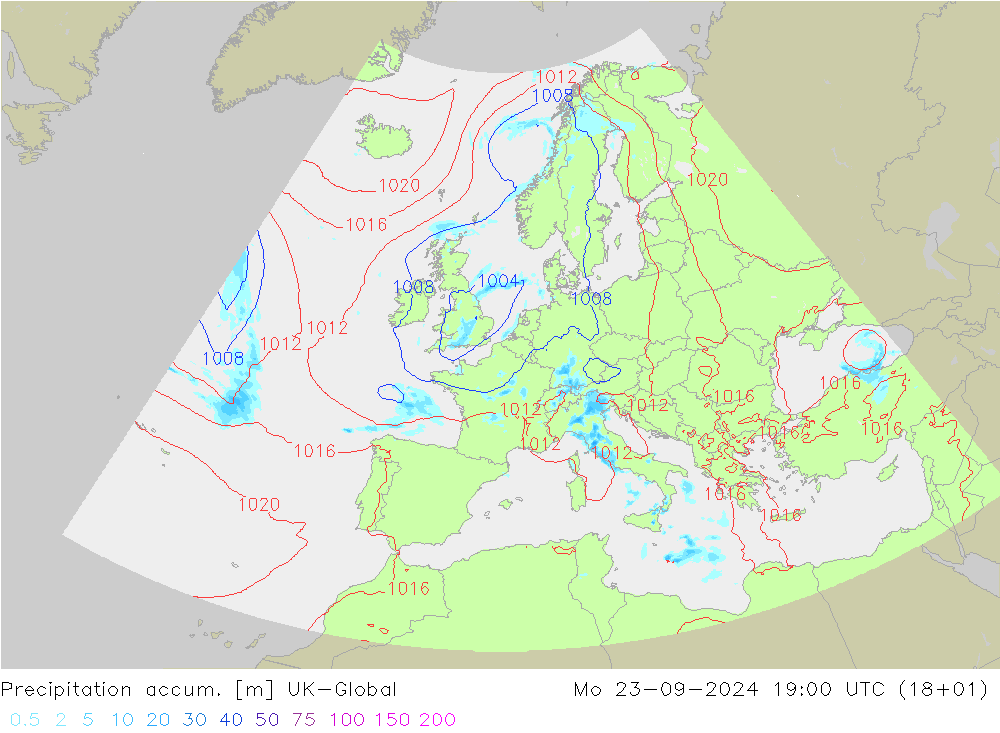 Toplam Yağış UK-Global Pzt 23.09.2024 19 UTC