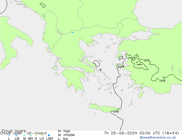 Cloud layer UK-Global Th 26.09.2024 00 UTC