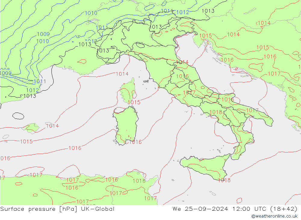 приземное давление UK-Global ср 25.09.2024 12 UTC