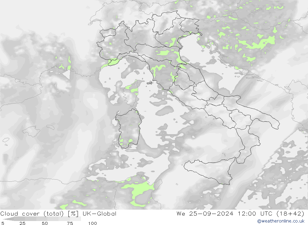 Wolken (gesamt) UK-Global Mi 25.09.2024 12 UTC