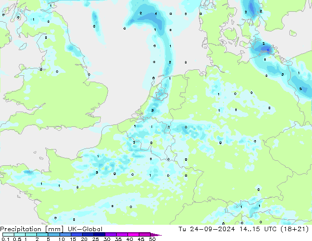 Niederschlag UK-Global Di 24.09.2024 15 UTC