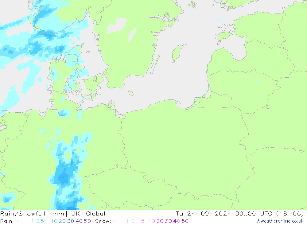 Regen/Sneeuwval UK-Global di 24.09.2024 00 UTC