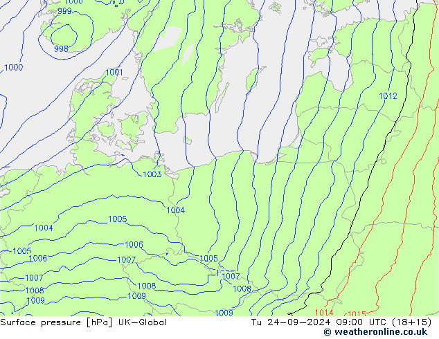 приземное давление UK-Global вт 24.09.2024 09 UTC