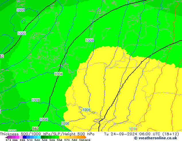 500-1000 hPa Kalınlığı UK-Global Sa 24.09.2024 06 UTC
