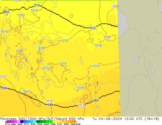 Thck 500-1000hPa UK-Global Tu 24.09.2024 12 UTC