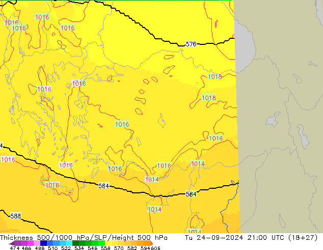 Thck 500-1000hPa UK-Global Út 24.09.2024 21 UTC