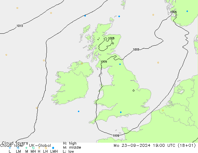 Cloud layer UK-Global Mo 23.09.2024 19 UTC