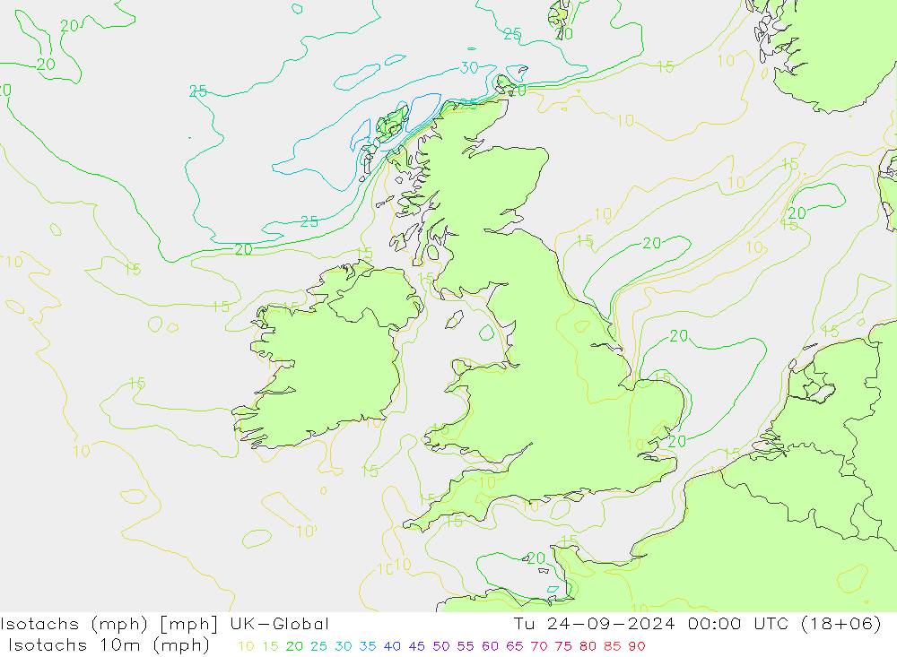 Isotachs (mph) UK-Global  24.09.2024 00 UTC