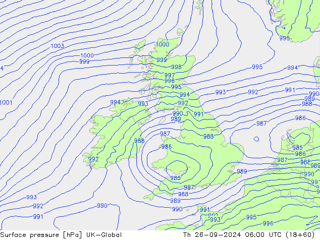 Atmosférický tlak UK-Global Čt 26.09.2024 06 UTC