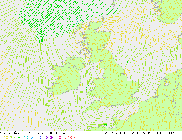 Streamlines 10m UK-Global Po 23.09.2024 19 UTC