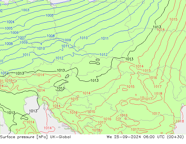 Luchtdruk (Grond) UK-Global wo 25.09.2024 06 UTC