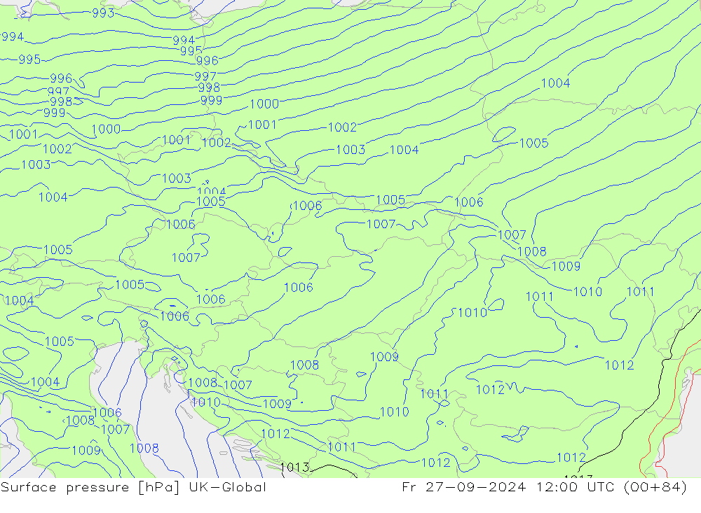 Atmosférický tlak UK-Global Pá 27.09.2024 12 UTC