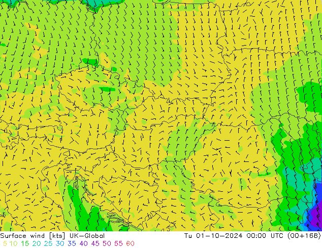 Viento 10 m UK-Global mar 01.10.2024 00 UTC