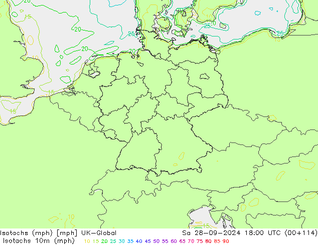 Isotaca (mph) UK-Global sáb 28.09.2024 18 UTC