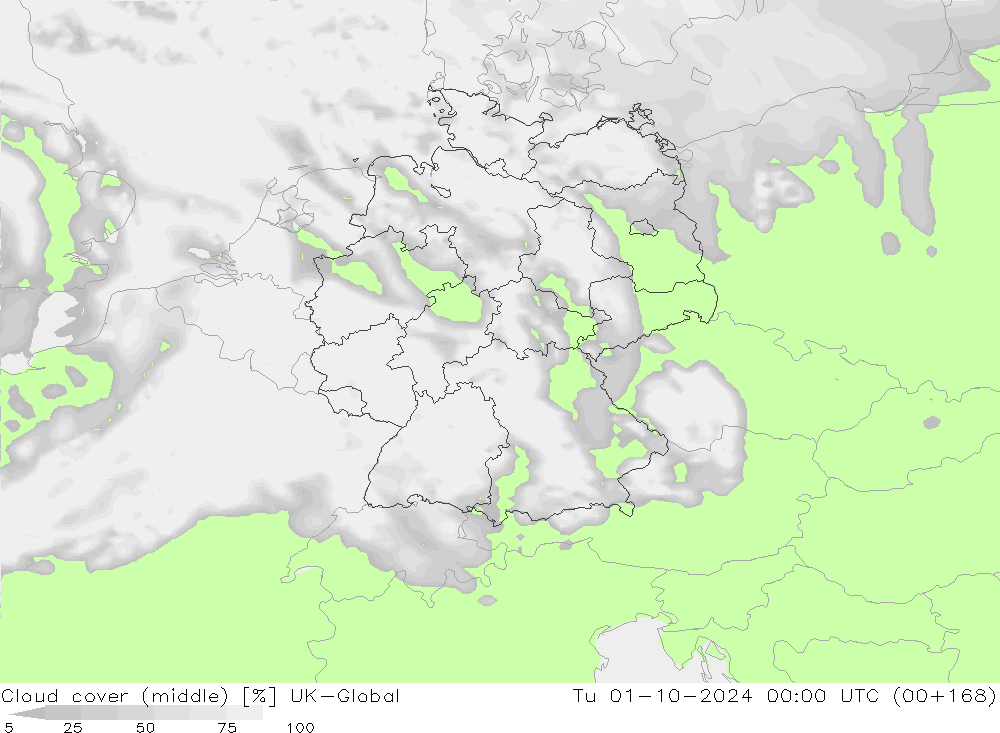 oblačnosti uprostřed UK-Global Út 01.10.2024 00 UTC