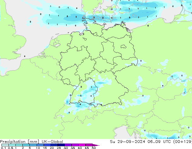 Précipitation UK-Global dim 29.09.2024 09 UTC