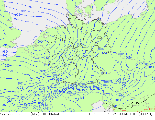 Luchtdruk (Grond) UK-Global do 26.09.2024 00 UTC