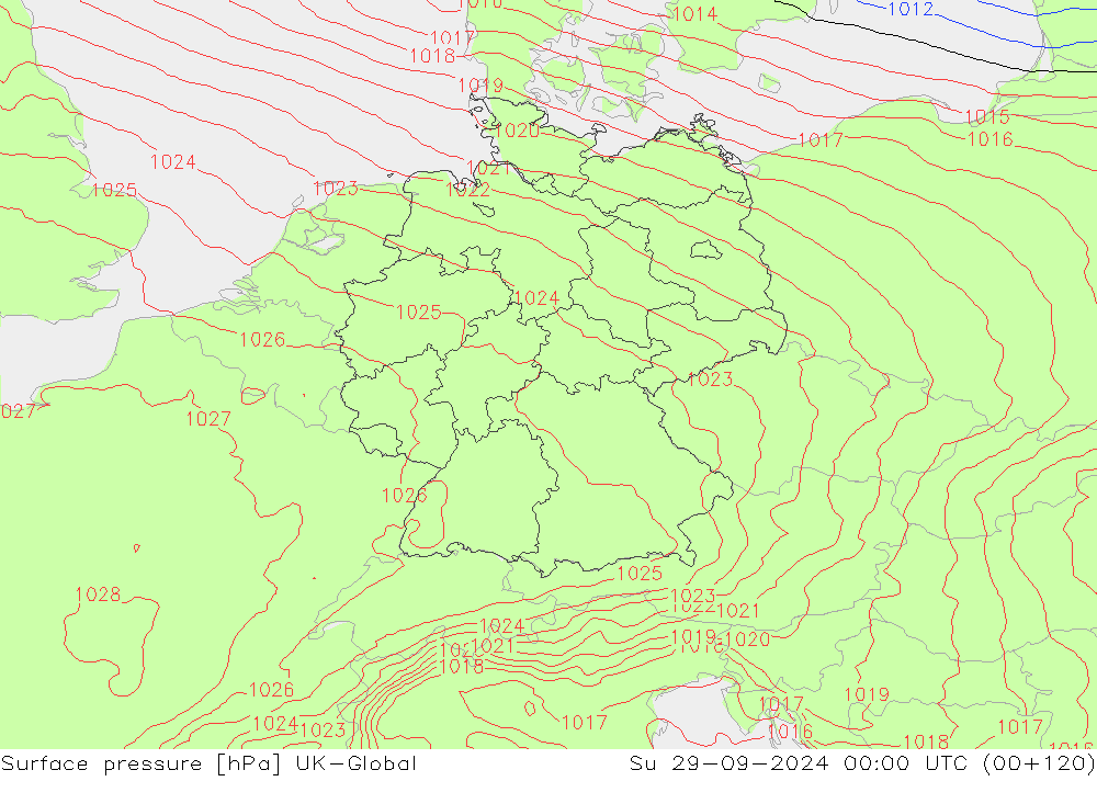 Luchtdruk (Grond) UK-Global zo 29.09.2024 00 UTC