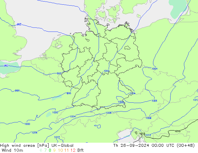 High wind areas UK-Global Th 26.09.2024 00 UTC