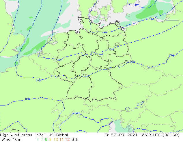 High wind areas UK-Global  27.09.2024 18 UTC