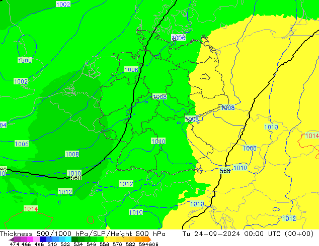 500-1000 hPa Kalınlığı UK-Global Sa 24.09.2024 00 UTC