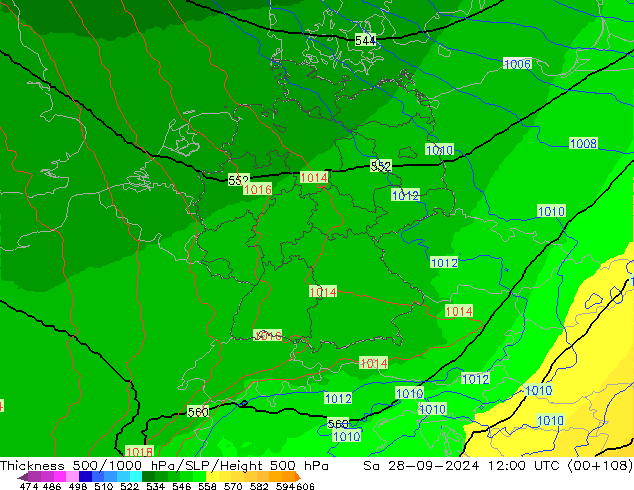 Thck 500-1000hPa UK-Global sab 28.09.2024 12 UTC