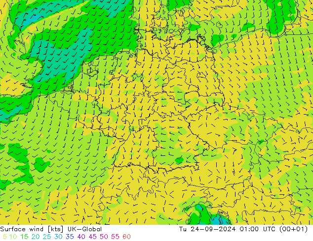 Surface wind UK-Global Tu 24.09.2024 01 UTC