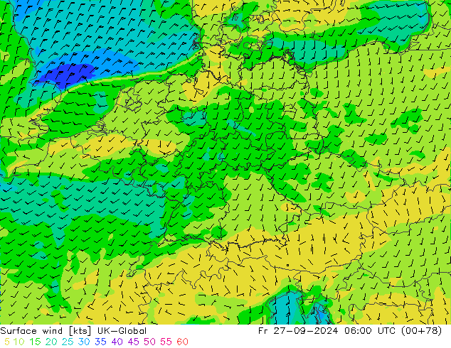 Vento 10 m UK-Global Sex 27.09.2024 06 UTC