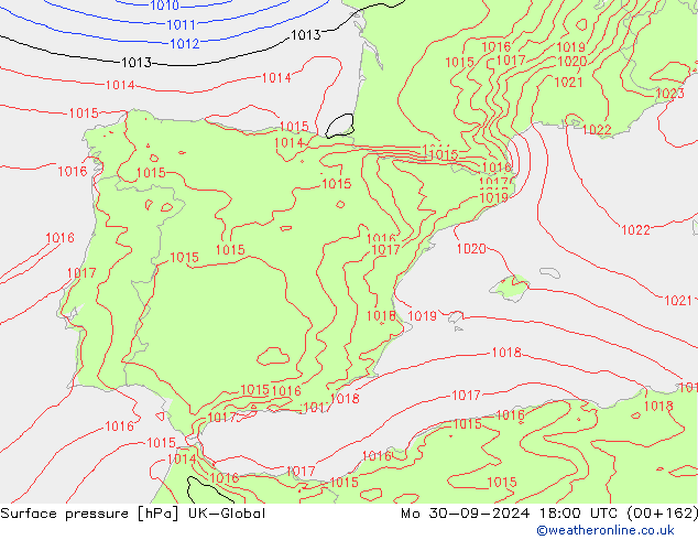 pressão do solo UK-Global Seg 30.09.2024 18 UTC