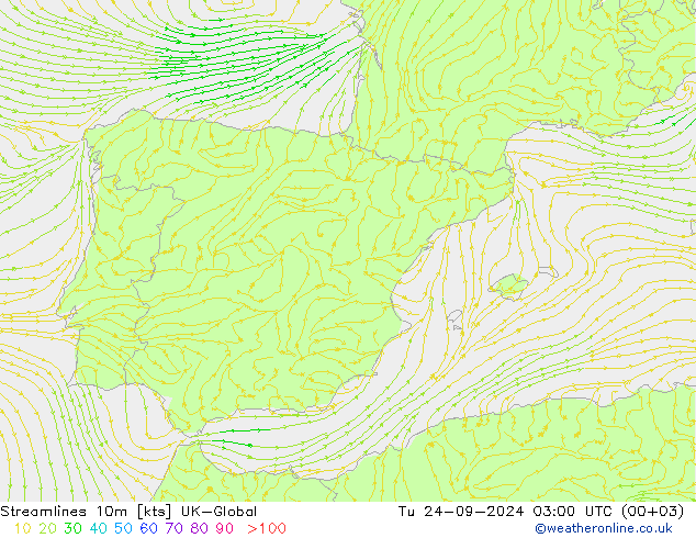 Streamlines 10m UK-Global Tu 24.09.2024 03 UTC