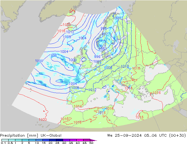 Neerslag UK-Global wo 25.09.2024 06 UTC