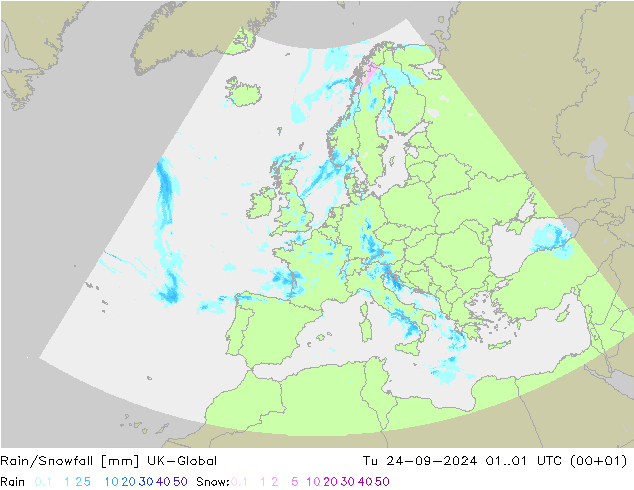 Rain/Snowfall UK-Global mar 24.09.2024 01 UTC