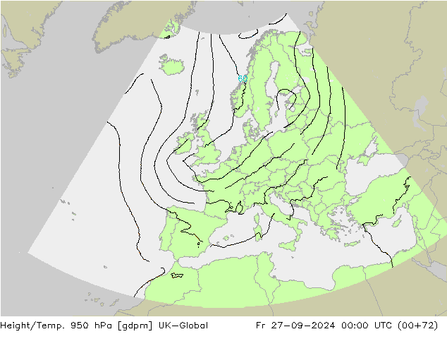 Height/Temp. 950 гПа UK-Global пт 27.09.2024 00 UTC