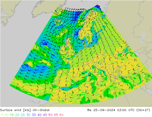 Surface wind UK-Global We 25.09.2024 03 UTC