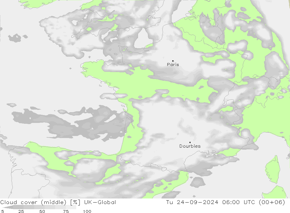 Cloud cover (middle) UK-Global Tu 24.09.2024 06 UTC