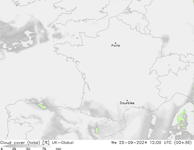 nuvens (total) UK-Global Qua 25.09.2024 12 UTC