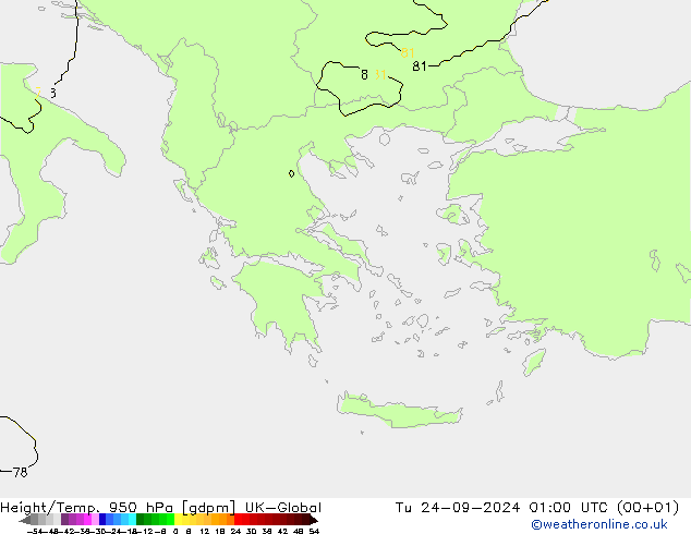 Height/Temp. 950 hPa UK-Global Di 24.09.2024 01 UTC