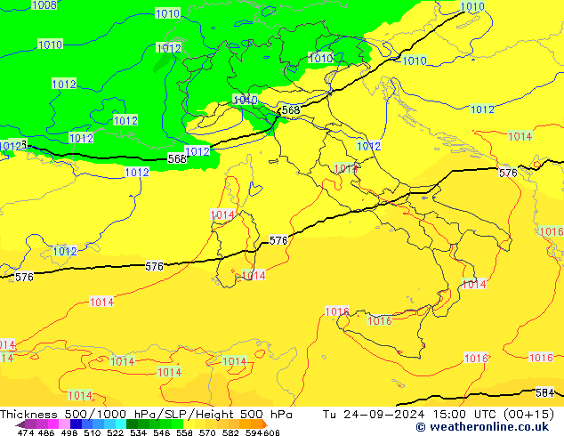 500-1000 hPa Kalınlığı UK-Global Sa 24.09.2024 15 UTC