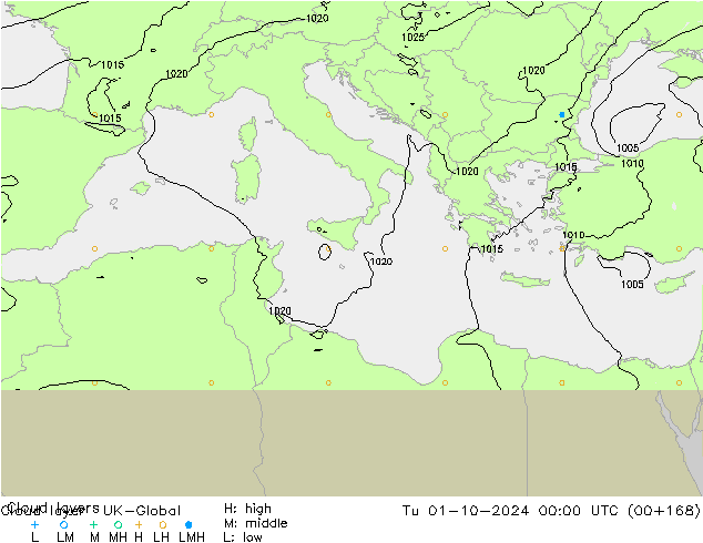 Wolkenlagen UK-Global di 01.10.2024 00 UTC