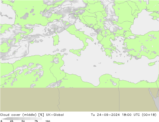 Bewolking (Middelb.) UK-Global di 24.09.2024 18 UTC