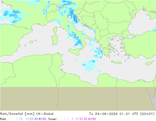 Rain/Snowfall UK-Global Sa 24.09.2024 01 UTC