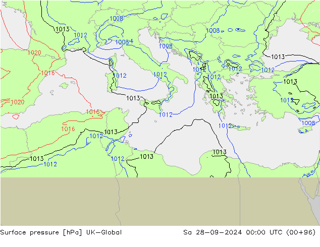 Surface pressure UK-Global Sa 28.09.2024 00 UTC