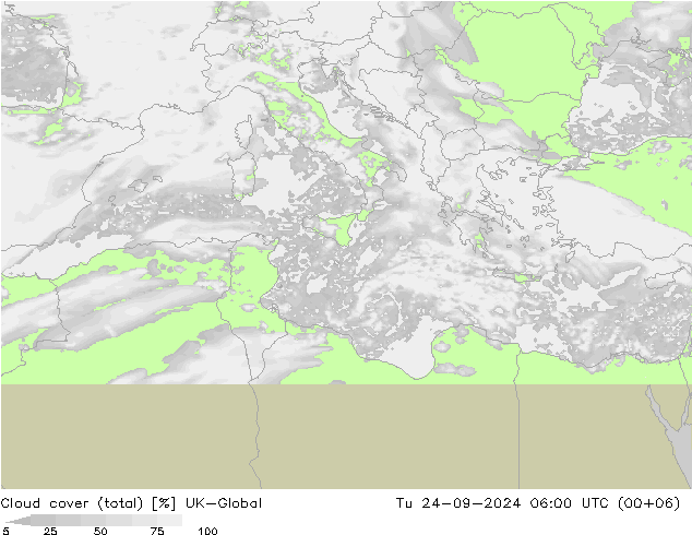 zachmurzenie (suma) UK-Global wto. 24.09.2024 06 UTC