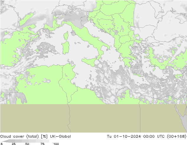 Bulutlar (toplam) UK-Global Sa 01.10.2024 00 UTC