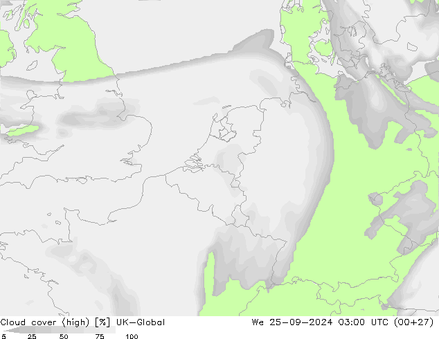 Bewolking (Hoog) UK-Global wo 25.09.2024 03 UTC