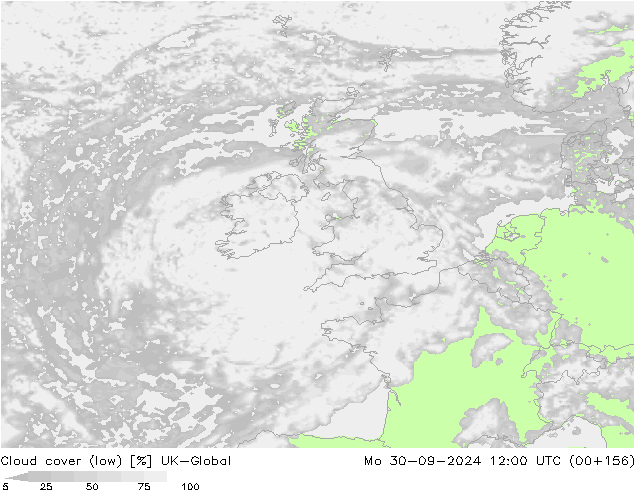 zachmurzenie (niskie) UK-Global pon. 30.09.2024 12 UTC