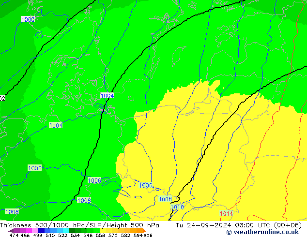 Thck 500-1000hPa UK-Global Tu 24.09.2024 06 UTC