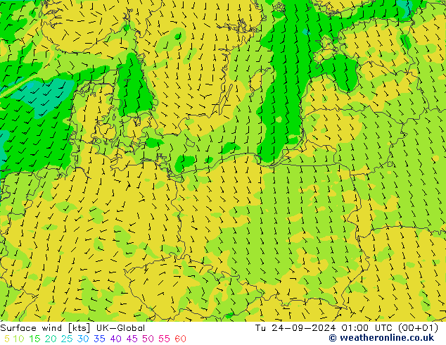 Surface wind UK-Global Tu 24.09.2024 01 UTC